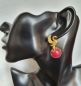 Preview: Fashionable earring, brass goldplated, with red Jade