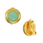 Preview: Ear clips made from brass, goldplated, aqua Chalcedony