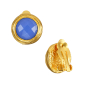 Preview: Ear clips made from brass, goldplated, blue Chalcedony, clip