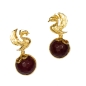 Preview: Fashionable earring, brass goldplated, with red Jade