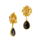 Preview: Ohrclips aus Messing, vergoldet, Onyx