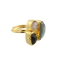 Preview: Ring aus Messing vergoldet, Onyx, Labradorit, Dusty Pink Katzenauge