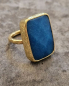 Preview: Ring aus Messing vergoldet, türkis blauer Chalcedon