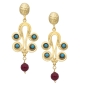 Preview: Earring made from brass, goldplated, with Turquoise and red Jade