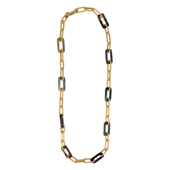 Necklace made from brass, goldplated, horn