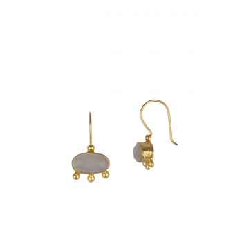 Earring made from brass, goldplated, Chalcedony