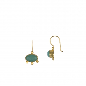 Earring made from brass, goldplated, aqua Chalcedony