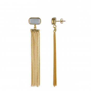 Earring made from brass, goldplated, pearl - baroque pearl