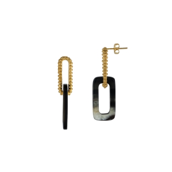 Earring made from brass, goldplated, horn