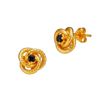 Earring made from brass, goldplated, black onyx