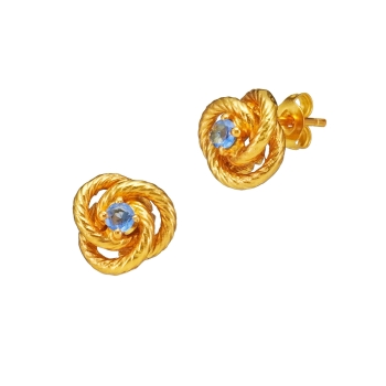 Earring made from brass, goldplated, red onyx