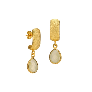 Earring made from brass, goldplated, yellow onyx