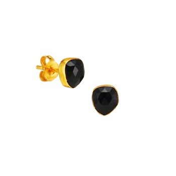 Earring made from brass, goldplated, black Onyx