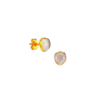 Earring made from brass, goldplated, white Onyx