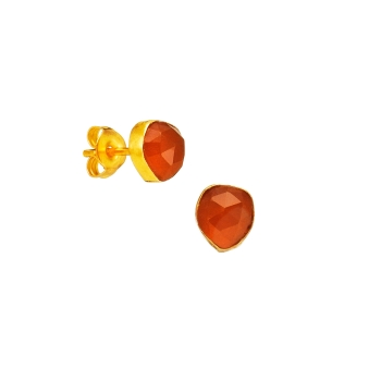 Earring made from brass, goldplated, orange Onyx