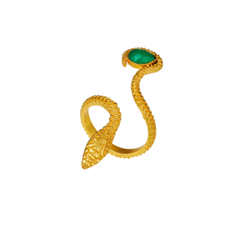 Ring aus Messing, vergoldet, grüner Onyx