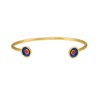 Armreif aus Messing, vergoldet, Emaille, lila Quartz