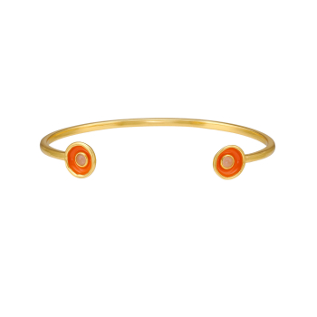 Armreif aus Messing, vergoldet, Emaille, pink Quartz