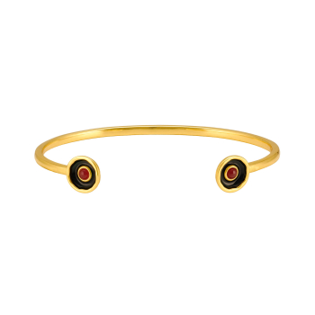 Armreif aus Messing, vergoldet, Emaille, orange Quartz