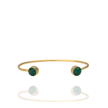 Bangle made from brass, goldplated, Emerald