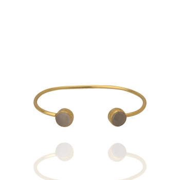 Bangle made from brass, goldplated, white Chalcedony