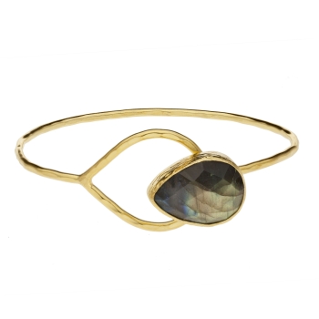 Bangle brass goldplated, labradorite