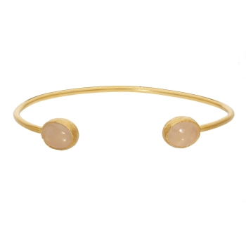 Bracelet brass goldplated, Rosequartz