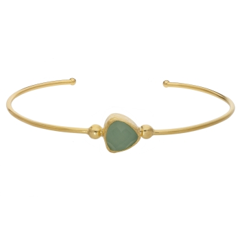 Bracelet made from brass, goldplated, aquachalcedony