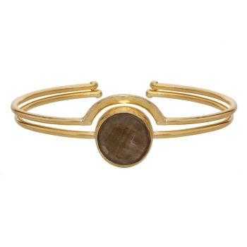 Set of 2 bracelets, brass goldplated, smoky Quartz