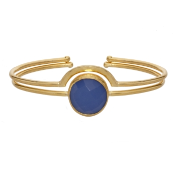 Armspangenset/2 aus Messing vergoldet, blauer Chalcedon