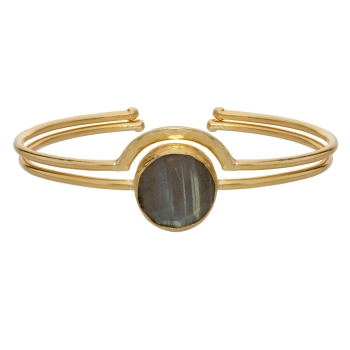 Set of 2 bracelets, brass goldplated, Labradorite