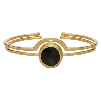 Set of 2 bracelets, brass goldplated, Onyx