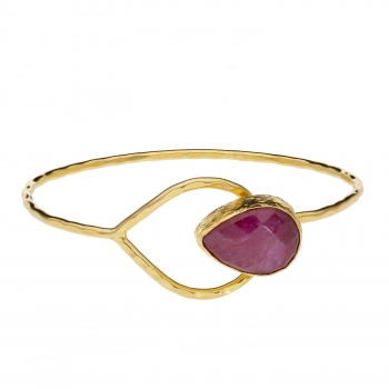 Bangle brass goldplated, ruby