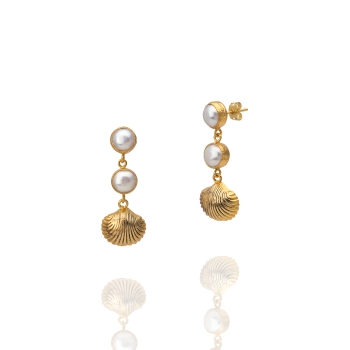 Earring made from brass, goldplated, pearl