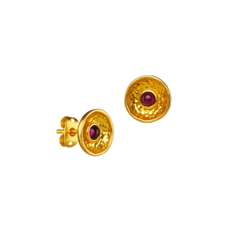 Ohrring aus Messing, vergoldet, roter Quartz