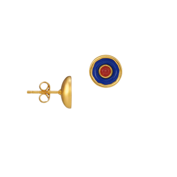Preview: Earring made from brass, goldplated, enamel, carnelian quarz