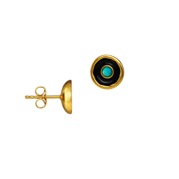 Preview: Earring made from brass, goldplated, enamel, turquoise