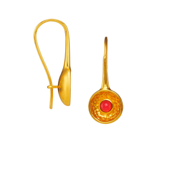 Preview: Earring made from brass, goldplated,  red pink quarz