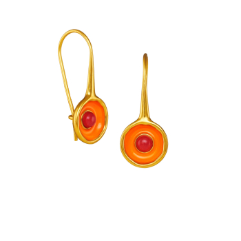 Earring made from brass, goldplated, enamel, pink quarz - Kopie