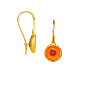Preview: Earring made from brass, goldplated, enamel, pink quarz - Kopie