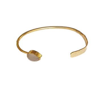 Bangle brass goldplated, chalcedony