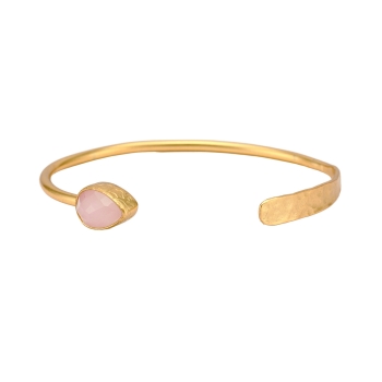Bangle brass goldplated, rosequartz