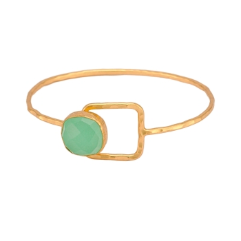 Bracelet brass goldplated, Aqua Chalcedony