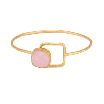 Bracelet brass goldplated, Rosequartz