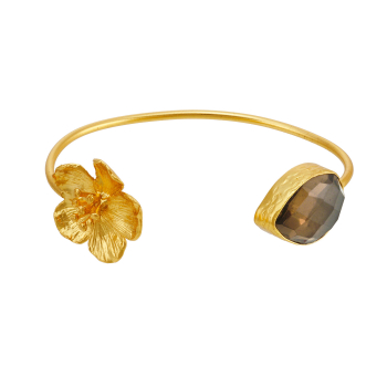 Bracelet made from brass, goldplated, smoky Quartz