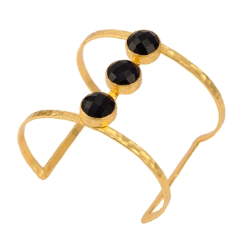 Bracelet made from brass, goldplated with Onyx