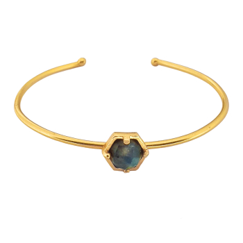 Bangle made from brass, goldplated, Labradorite