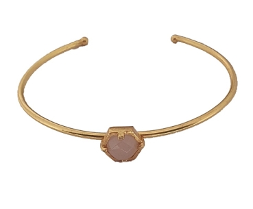 Bangle made from brass, goldplated, Rosequartz