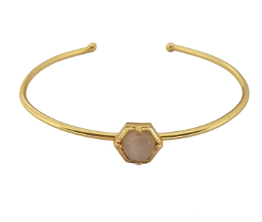 Bangle made from brass, goldplated, dustypink Cateye