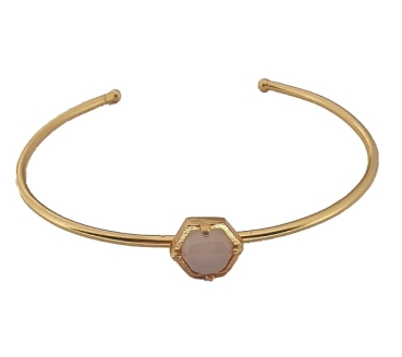 Bangle made from brass, goldplated, Chalcedony